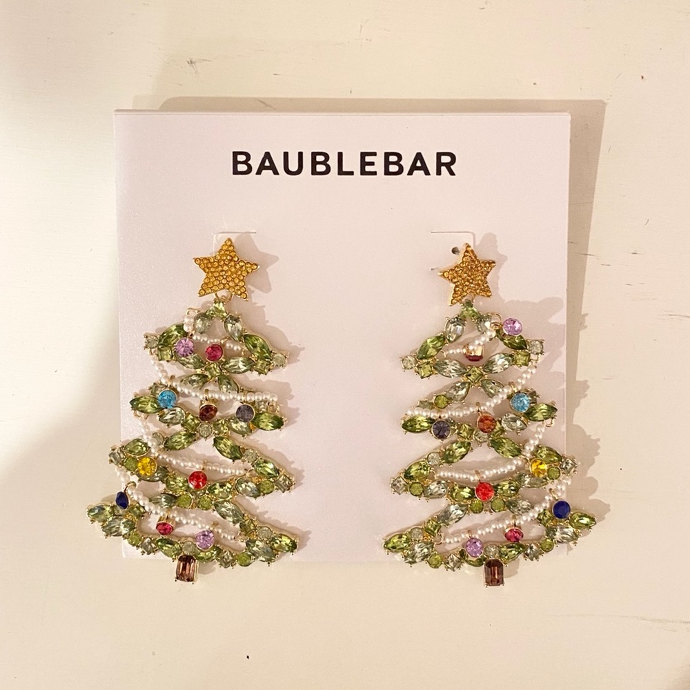 NWT Baubebar Earrings Christmas Tree